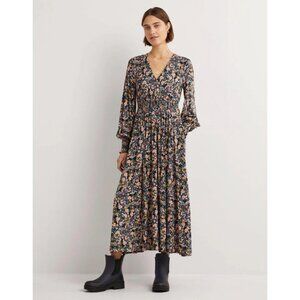 Boden Smocked Jersey Midi Dress Size 4